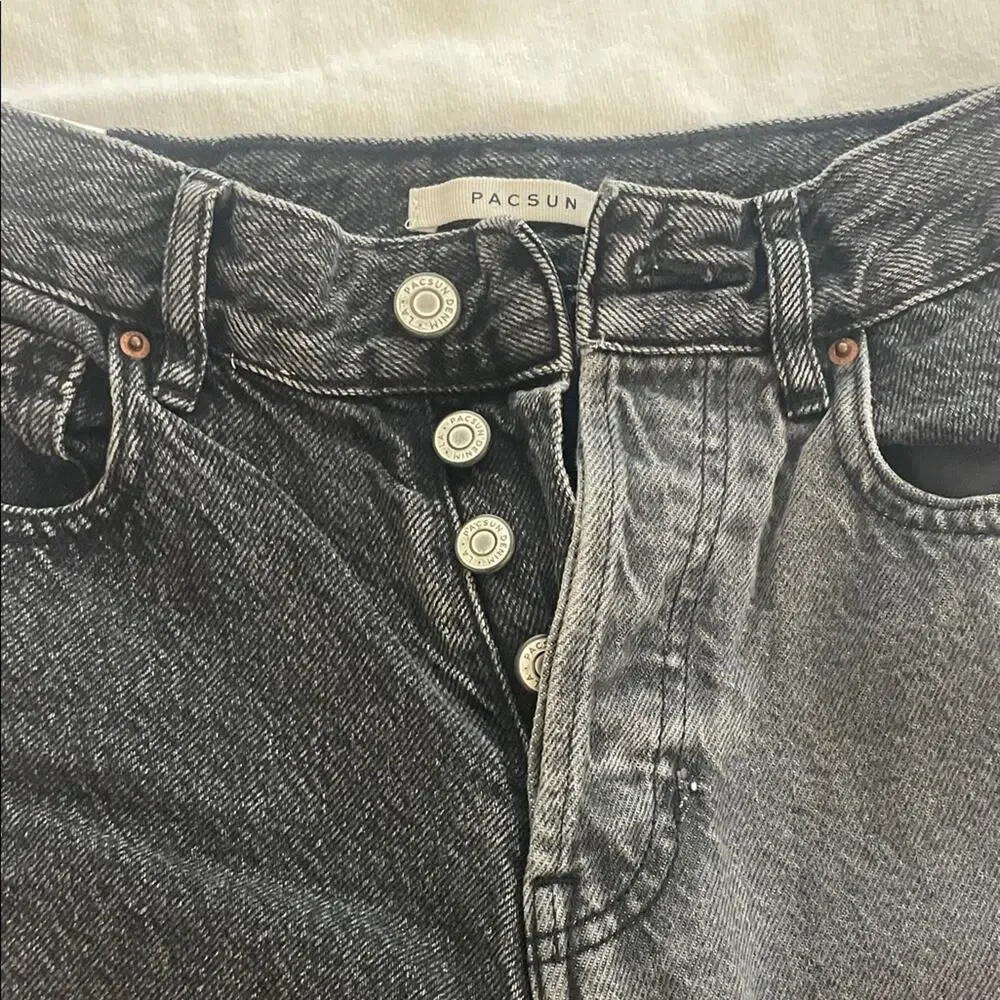 PacSun Girls Size 23 Black Color Block Straight Leg Jeans High Rise Denim